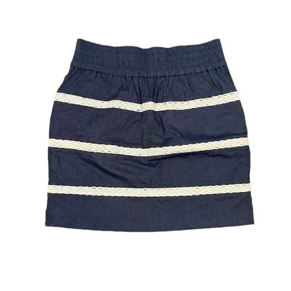 Banana Republic Elastic Waist Chambray Cotton Blend Skirt With Crochet Detail 4 - Picture 5 of 10